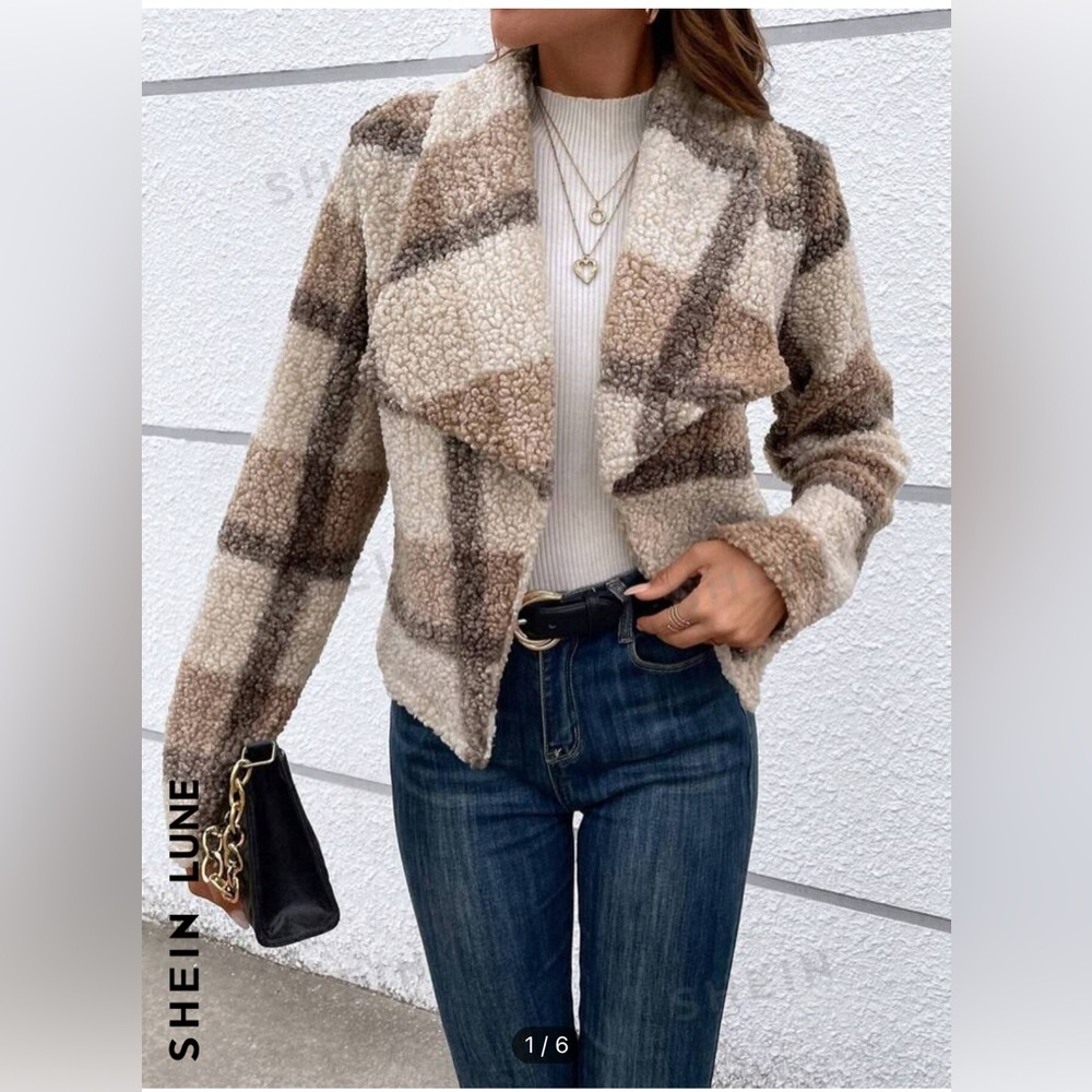 Shein plaid waterfall style jacket